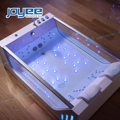 China Freestanding Deluxe Jetted Whirlpool Bathtub Hydraulic Whirlpool Hot Tub JOYEE Two Person Large Size Led Jets Bathtub for sale