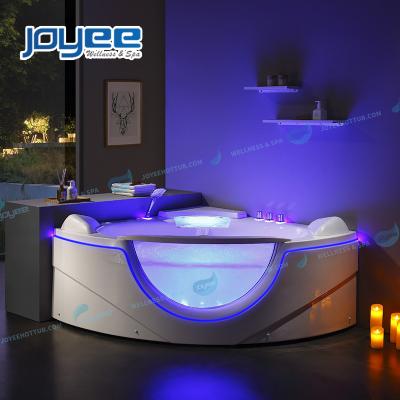 China JOYEE Double Side Fiberglass Waterfall Waterfall Sex 2 Hydraulic People (Left Skirt) Massage Bathtub Indoor Corner Whirlpool Glass Bathtub Whirlpools for sale