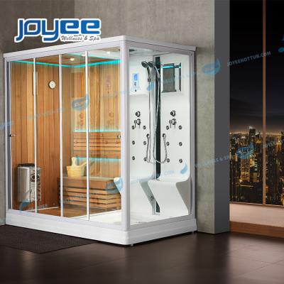 China JOYEE Contemporary 2 People Couples Black Color Steam Shower Room With Sauna Function Steam Sauna Room Cabinet With Sliding Door for sale