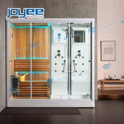 China JOYEE Computer Control Panel Square Sliding Door Jaccuzi Function Steam Bath Steam Sauna Straight Glass Sauna for sale