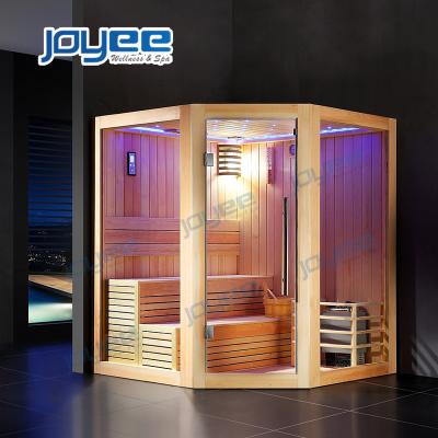 China JOYEE Computer Control Panel 2 Layers Sauna Bath-Box Corner Sauna Vest Box Wholesale Cheap Price With Diamond Shape Sauna Stove for sale