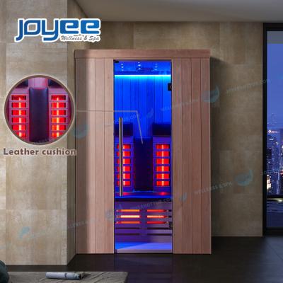 China Computer Control Panel JOYEE 1 Russian Far Infrared Indoor 2 Person Mini Sauna Room With Leather Cushion New Design for sale