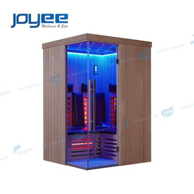 China JOYEE Commercial Sauna 1-3 Person Commercial Sauna Red Cedar Wood Room Indoor Far Infrared Dry Far Infrared Outdoor Room Steam Sauna Room Computer Control Panel for sale