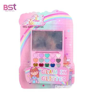 China Washable Eco-Friendly Non-Toxic Kids Make Up Toy Girl Cosmetics Makeup Palette Custom Private Label With Mirror for sale