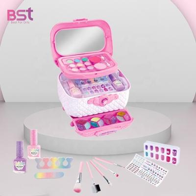 China Princess Cosmetics Toy Kit Girls Make Up Factory Price Fashion Non-Toxic Eco-friendly BST Fashion Nail Polish Set Kids Makeup With Mirror for sale