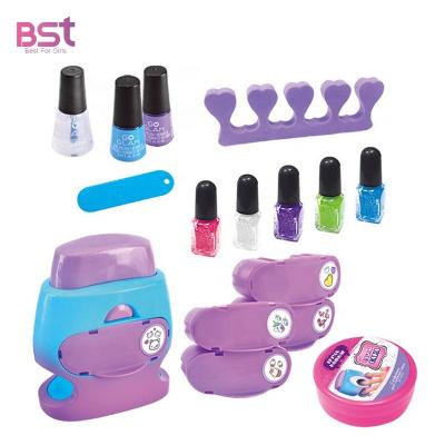 China Eco-friendly Non-Toxic Toys Tool Kits Washable Nail Art Machine Sticker Nail Art Machine Girls DIY Kids Nail Polish Set for sale