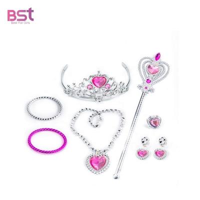 China Non-Toxic Eco-Friendly Factory Non-Toxic BST Party Pretend Play Beauty Set Crown Bracelet Necklace Jewelry Kit Girls Jewelry Toy Set for sale