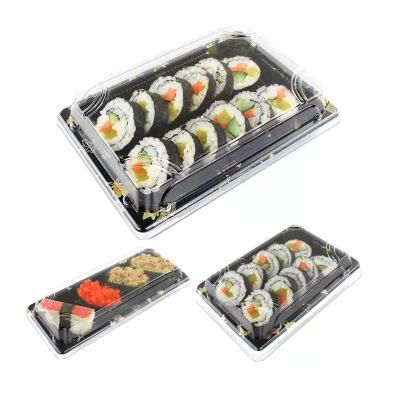 China Custom Logo Recyclable Interesting Even Fog Lid Plastic Box Biodegradable Disposable Sushi for sale