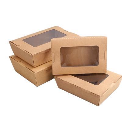 China Eco-riendly New Product Recyclable Custom Logo Recyclable Kraft Paper Salad Box for sale