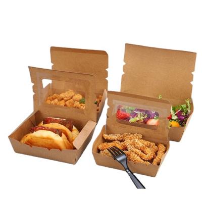 China Custom Recyclable High Quality Recyclable Kraft Paper Salad Box Container Eco-riendly for sale