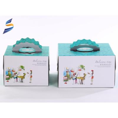 China Disposable Cake Packaging Disposable Paper Box Customize Logo Cake Boxes With Windows for sale