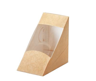 China Restaurant Disposable Eco Friendly Triangle Food Takeout Packaging For Sandwich Packaging Paper Box With Window for sale