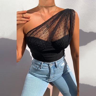 China Wholesale Custom High Quality Sexy Gauze Basic Plain White Women Shoulder Top One Solid Color Tube Anti-pilling Anti-pilling Top for sale