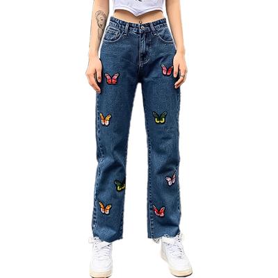 China New Style Breathable High Waist Denim Breeches Straight Jeans Female Breathable Regular Casual Loose Pants Women Straight for sale