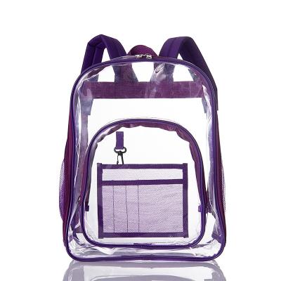 China Wholesale Custom High Quality Waterproof Transparent Color Backpack Black Purple Backpack for sale