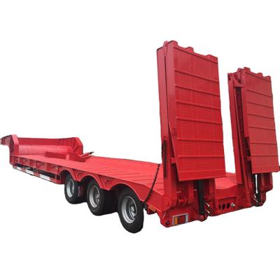 China Low price 3 axle semi truck trailer low bed trailer 40 ton lowbed semi trailer for excavator transport for sale