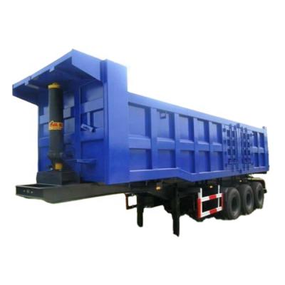 China Hot Sale 3 Axle Truck Trailer 45 Cubic Meter Rear Dumper Trailer Semi 70 Tons Bulk Cargos Tipper Truck Trailers for sale