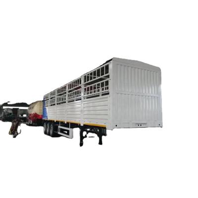 China Animal Vegetable Truck Trailer 3/4 Axle 50-80 Ton Black Hauling Fence Semi Trailer Stake Trailer For Sale for sale