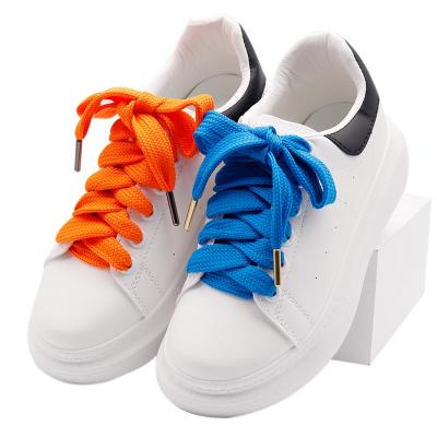 China Flat Weiou Company New Design Multi Color Polyester Metal Toe Wide Shoelaces For Jordans And Classic Flat AF1 Sneakers for sale