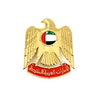 China UAE Prepare Running UAE Coat Arms Symbol Logo Nation Brand Gold Silver UAE Hawk Logo Custom Black Plated Car Badge for sale