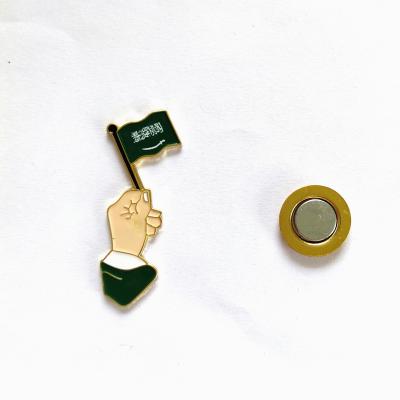 China New Design Saudi Arabia Saudi Arabia Flag Pin Metal Soft Enamel National Day Souvenir Lapel Pin Badges for sale