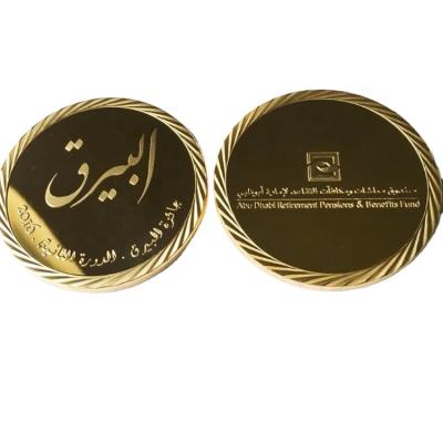 China Low MOQ United Arab Emirates UAE Abu Dhabi Custom Europe Gold Souvenir Coin for sale