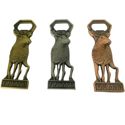 China Wholesale Cheap Viable Metal Finland Reindeer Shape Fridge Magnet Mold Metal Beer Bottle Opener for sale