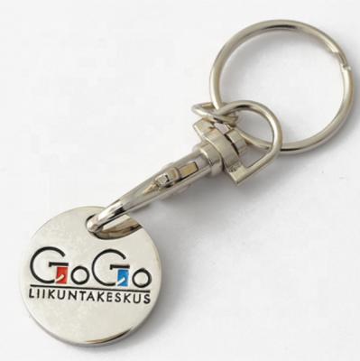 China Daily Life Factory Price Custom Company Logo Supermarket Shopping Cart Metal Trolley Token Key Chain With Coin Trolley Coin for sale