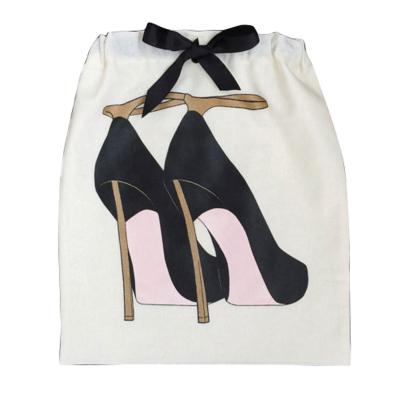 China Eco-friendly Design New White Cotton High Heeled Shoe Gift Bag With Drawstring for sale