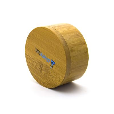 China Sustainable Natural Small Round Bamboo Soap Box With Sliding Lid for sale