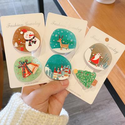 China Sweet Cute Merry Christmas Snowman Platypus Acrylic Soft Clip Embossed Hairpins For Girls for sale