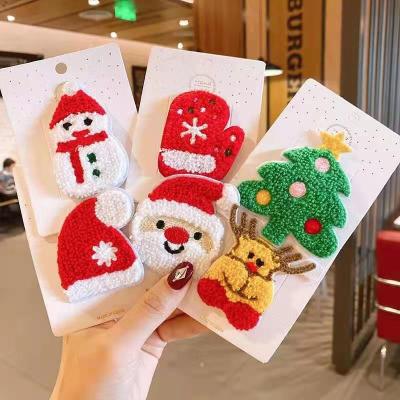 China European and American hair accessories Christmas girl side clip BB clip cartoon soft cute plush hair clip for sale