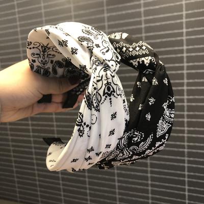 China Fashion New Design Korean Women Print Flower Simple Wide Side Headbands Multiple Knots Headband for sale