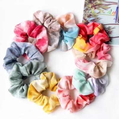 China European and American style popularity mesh gradient color elastic hair bands tie dye hair scrunchie pastel for child for sale