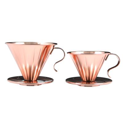 China Sustainable Premium Quality Stainless Steel Copper Coffee Dripper With Stand Coffee Filter for sale