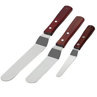 China Viable 3pcs Set of Professional Stainless Steel Ice Cream Spatula and Cake Spatulas with Wooden Handle for sale