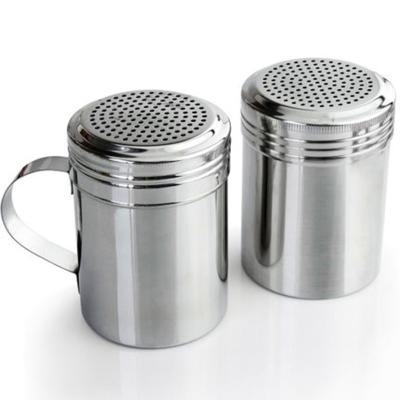 China Sustainable 10 oz Stainless Steel Salt, Pepper & Sugar, Versatile Dredge Shaker Set of 2 with Handle for sale