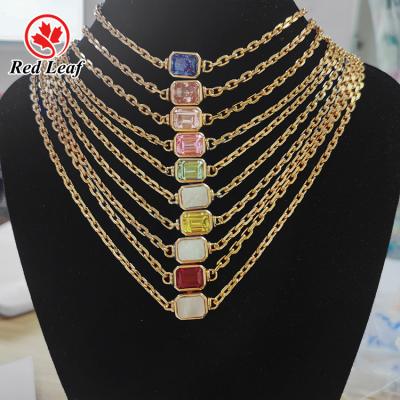 China Redleaf Jewelry CLASSIC Custom 925 Sterling Silver Chain Women Couples Gemstone Pendant Necklace for sale