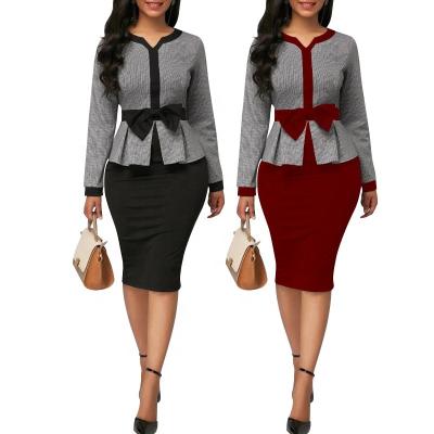 China Senori High Quality Women's Breathable Career Peplum Office Dress Elegant Ladies Formal Office Wear Dresses and Suits for Women Formal Work for sale