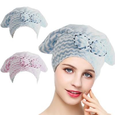 China Wave Pattern Twist Microfiber Turban Towel Princess Hat 28x34cm for sale