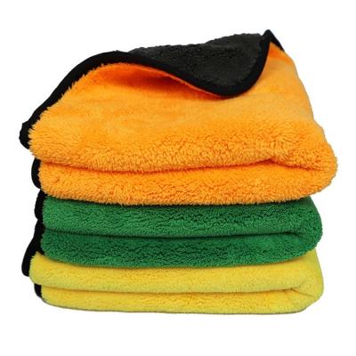 China Super saugfähiges Doppeltes versah Microfiber-Stoff Coral Fleece Reusable Cleaning Rags 16x16 mit Seiten zu verkaufen