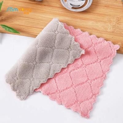 China Kundengebundenes flaumiges Coral Fleece Kitchen Wipe Cloth-Tee-Tuchrosa zu verkaufen