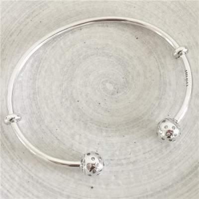 China Custom Sterling Silver Open Bracelet Bangle Wholesale 925 Silver Charm Bracelet for sale