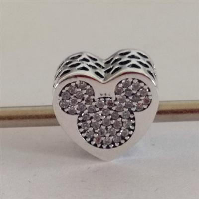 China Factory Wholesale Heart Shaped 925 Sterling Silver Mickey Minnie Beads for sale