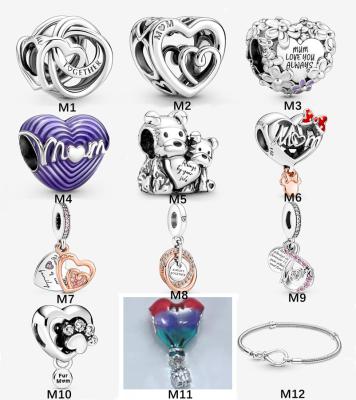 China 925 Silver Silver Charm Wrapped Heart Balloon Bracelet Pendant MOM Infinity Mother's Day With Eternal Symbol for sale