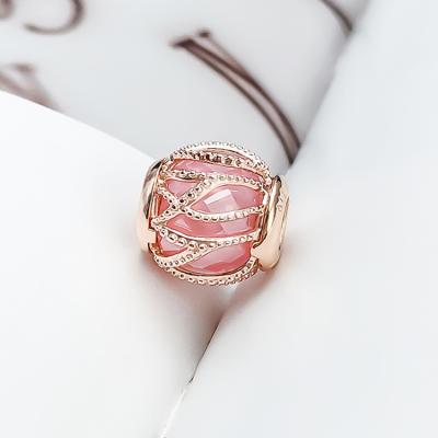 China S925 Sterling Silver Rose Gold Halo Interlocking Beads Rose Gold Beads Wholesale for sale