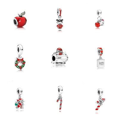 China Silver Specialization in the Production of 925 Sterling Silver Red Apple Red Pearl Beads Christmas Pendant Gifts for sale