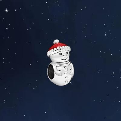 China Wholesale Silver Christmas Hat Snowman 925 Silver Charm String Beads for sale