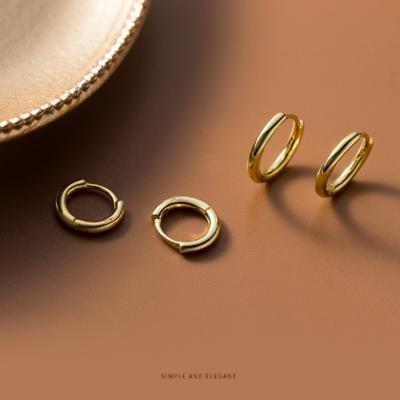 China The other silver simple round ring earring female earbutton S925 sweet line earrings for sale