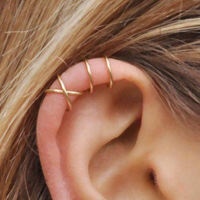 China The other S925 silver ear clip for men's and women's simple personality layer the double without ear holes trend line couples earring earrings for sale